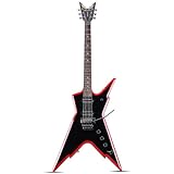 Leo Jaymz Diminator 6-String Electric Guitar, Bone Nut, 24 Fret, Mahogany Body with Roasted Maple Neck, Rose Wood Fretboard, Alnico V Pickups, Double Way Tremolo System With Locking Nut(Black-Red)