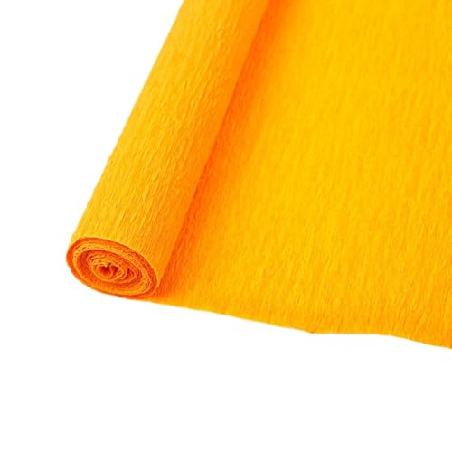 Rouleaux de papier crépon de 70 g – Fournitures d'art et d'artisanat pour la fabrication de fleurs, serpentins de fête froissés et projets de décoration (orange)