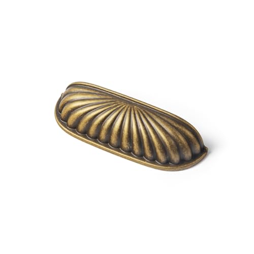 Goo-Ki 2.5'' (64mm) Hole Centers Antique Brass Cabinet Pulls,Accessible Luxury Zinc Alloy Din Cup Cabinet Pulls with Retro Style,6 Pack