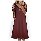 Unbekannt Langes Sommerkleid, Damenkleid, modisch, mit V-Ausschnitt, Kurze Ärmel, offener Rücken, sexy Kleid mit Reißverschluss, Mädchen, Sommerkleid, Kurze Partykleider, Mehrfarbig Medium