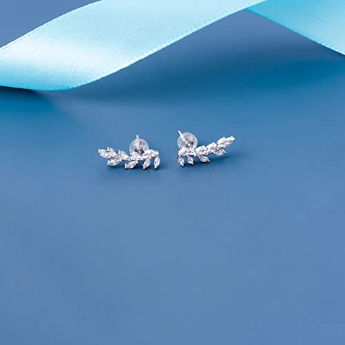 JSGEMSLEE Leaf Stud Earrings Ear Climber Earrings for Women Cubic Zirconia Ear Crawler Earrings Hypoallergenic Cartilage Jewelry by JSGEMSLEE - Used condition - Image 7