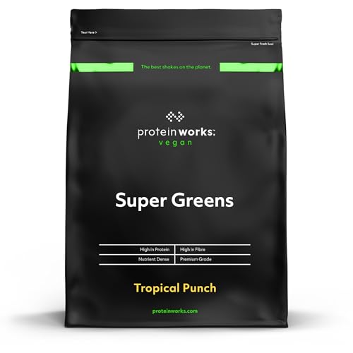 Protein Works - Super Greens Powder, Nutrient Dense Detox Shake, Supports Immune System, Vegan, 20 Shakes, Tropical Punch, 250g