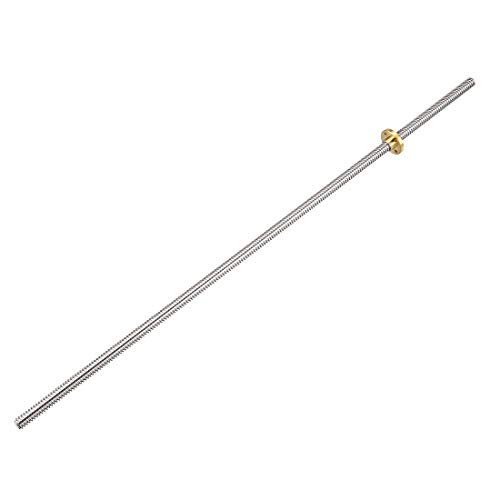 sourcing map 500mm Length T8 8mm Dia Lead Screw Rod,2 Lead Stainless Steel Lead Screw Rod With Copper Nut Trapezoidal Th