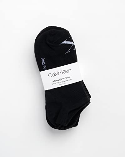 Image of Calvin Klein Womens No Show Socks - 6 Pack Non Slip Heel Lightweight Cotton Blend Low Cut Invisible Socks for Women