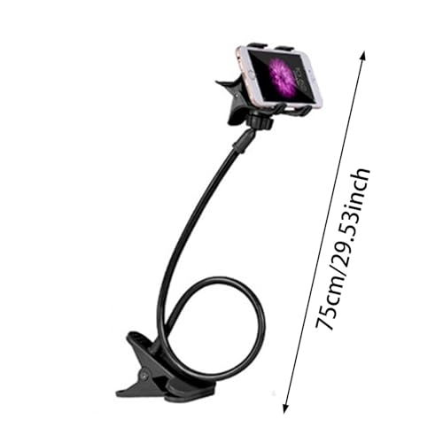 Handy Halter Schwanenhals, Universal Handyhalterung aus Eisen 360 Rotation Mit Clip, Flexible Lang Arm Einstellbar, Lazy Handy Halter Ständer für Smartphone für Bett, Schreibtisch, Auto (Schwarz)