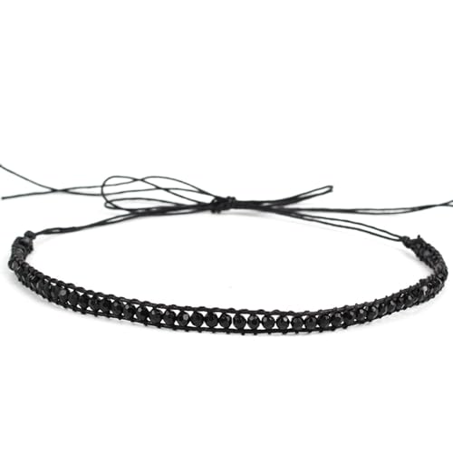 Lusstiazz Cowboy Hat Band for Women & Men, Black Beaded Hat Band for Straw Hat Fedora - Hand Made, Replaceable (Black Agate)