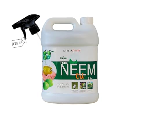 Image of Chipku Pure Cold Pressed Water Soluble Neem Oil 5Ltr With Free Spray Gun Concentrate For Plants & Garden For Indoor And Outdoor Removes Aphids Fungus Thriphs Mildew For Making 1000 Neem Spray Bottles