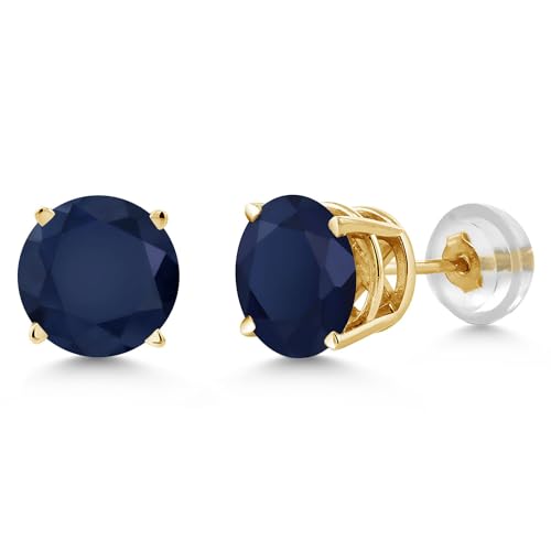 Gem Stone King 14K Yellow Gold Gemstone Birthstone Stud Earrings | Round 6MM | Gold Earrings For Women Men3
