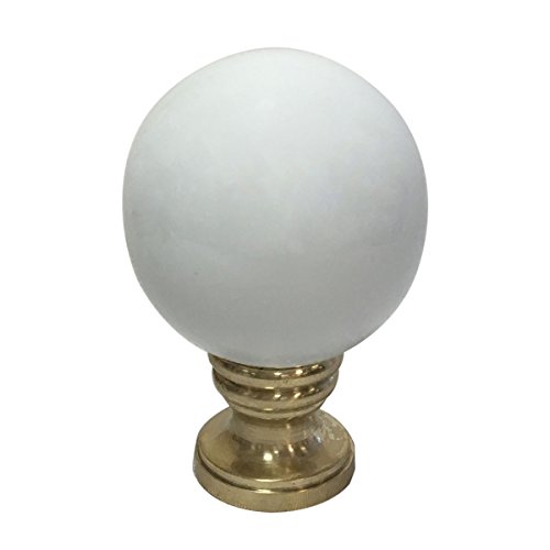 Image of Royal Designs, Inc. Ceramic Sphere Lamp Finial for Lamp Shade, F-5052WH-1, Polished Brass