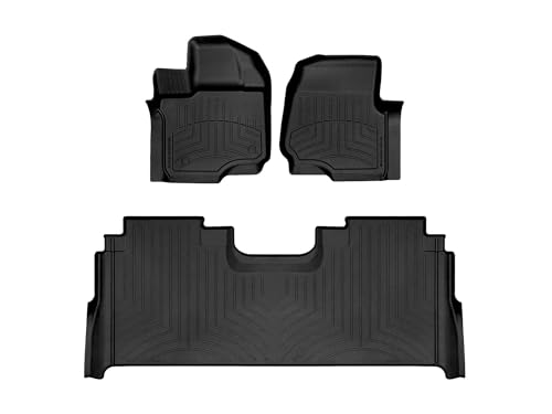 WeatherTech FloorLiner HP Custom Fit Floor Mats for Ford F-150 Lightning F-150 F-150 Raptor - 1st & 2nd Row (44697-1-6IM) Black