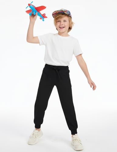 Gihuo 3 Pack Boys Sweatpants Athletic Workout Kids Jogger with Zipper Pocket Drawstring Active Casual Soft Jogging Sweat Pant2