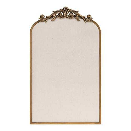 Image of Kate and Laurel Arendahl Arch Pinboard; Gold; 19 x 31; Framed Arched Ornate Vintage Pinboard for Unique Display; Organization; and Decor Options