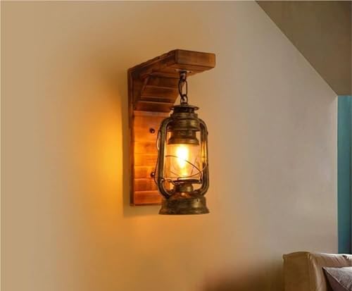 Lámparas y apliques decorativos de pared para interiores, lámpara de pared tipo farol E26/E27 con pantalla de cristal, aplique de pared de hierro forjado estilo industrial americano para sala de est