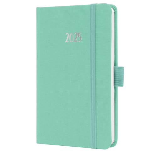SIGEL J5408 Weekly Planner Jolie 2025, FSC-Certified, 2 Pages = 1 Week, hardcover with a Fabric Surface, Approx. A6, Mint Green, 174 Pages