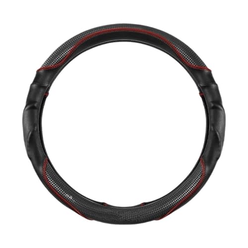 Cubierta de Volante Funda Universal de Cuero para Volante de Coche de 38 cm, Antideslizante. Funda Volante(Red Line)
