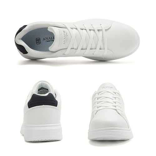 ANALEAF Men's Casual Trainers Sneakers Dress Shoes Comfortable Walking Shoes White - Image 4