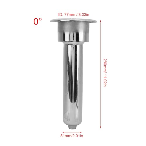 Image of Heavy Duty Stainless Steel Deluxe Rod Holders, 2 in 1 Flush Mount Fishing Rod Pole Holders, 0 15 30 Degree Boat Fishing Rod Cup Holder 280mm Round Top Cup Holder for Yacht Ship(0 Degree)