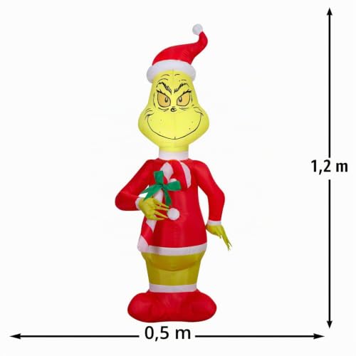 Gemmy Aufblasbarer Dr. Seuss Grinch mit Zuckerstange für drinnen und draußen, 122 cm – Ansicht 3