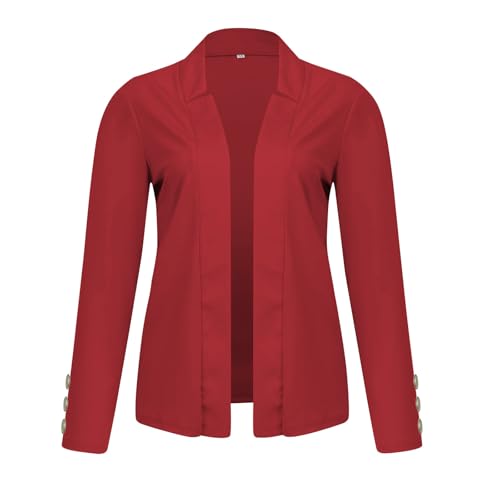 Women's Blazer Tops Fashion Solid Color Slim fit Plus Size Long Sleeve Notch Collar Suit Jacket Cardigan Coat Tops3