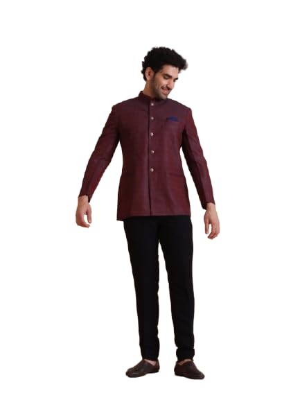 Mens Jodhpuri Bandhgala Cotton Blend Self Design, Ethnic Wear for Men, Maroon