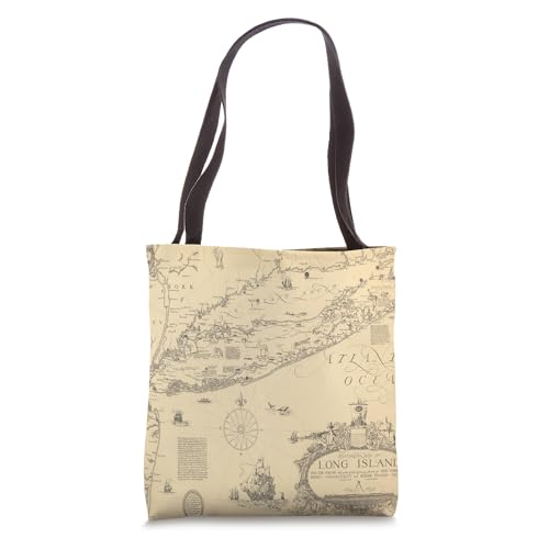 Bolso tipo tote con mapa de Long Island, Nueva York miniatura 1