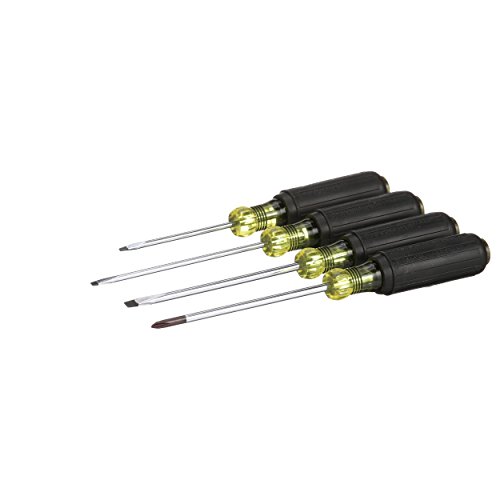 Klein Tools 85484 Mini Slotted and Phillips Screwdriver Set with Tip-Identand Premium Chrome Plated Shafts, 4-Piece