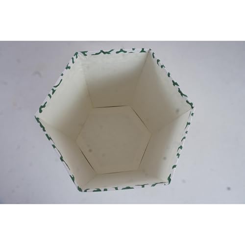 Image of Floral Hand Block Printed 3.3 Gallon Decorative Waste Basket - Eco-Friendly Cardboard Trash Can, Plastic-Free & Sustainable, Perfect for Christmas and Housewarming Gifts (1, Green Tree Branch)