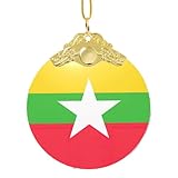 Pidgazdfgv R&e Glasanhänger mit Flagge von Myanmar, Weihnachtsdekoration, Hängedekoration, Weihnachtsbaum, Fre&, Geschenk