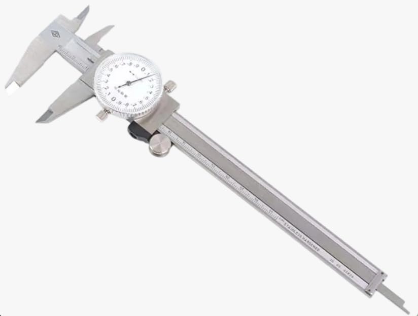 Dial Caliper with Adjustable Bezel, 3202-8, Professional 0-8 Inch Mechanical Dial Caliper, High Accuracy -0.001" Graduation, Hardened Stainless Steel with Fitted Case