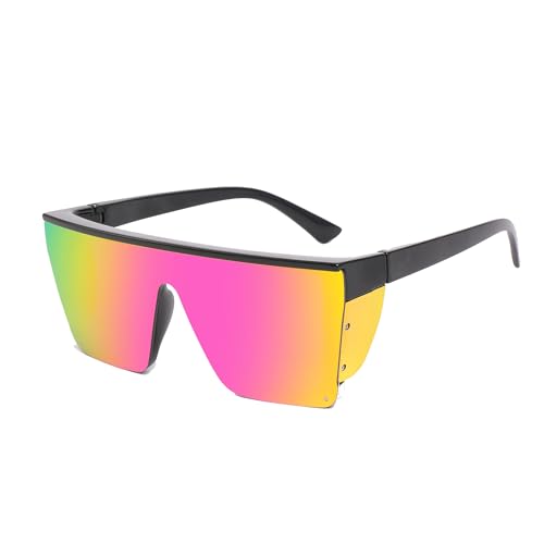 OTICALA Z87 Safety Sunglasses Flat Top Classic Square Sunglasses UV 400 Protection for Men Women (Black/Pink)