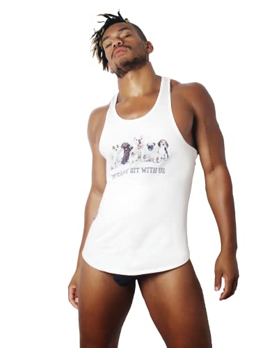 Jj Malibu Men's Fun Graphic Stringer Racerback Tank Top,Dogs,Large #TOP4
