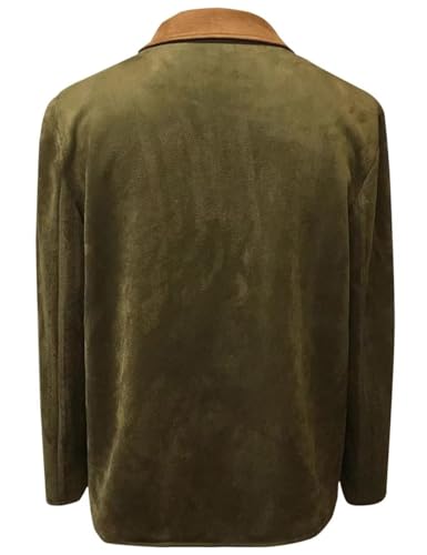 Men's Suede Blazer Jacket with Brown Collar Vintage Patchwork Contrast Sport Coat for Business Casual3