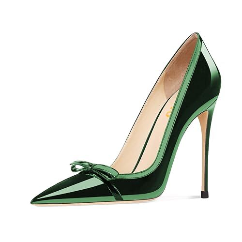 FYS Women's Stylish Closed Pointed Toe Stiletto Pump Elegant Bowknot High Heels Slip On Party Prom Dress Shoes Size 4-16 US