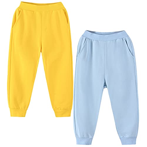 EISHOW Toddler Boys Girls Spring Sweatpants Kids Cotton Active Jogger Casual Athletic Solid Pocket Elastic Pants 1-8Y