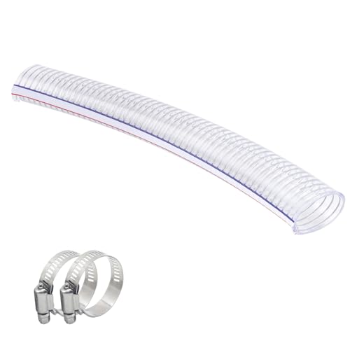 QuQuyi 1 Inch ID x 1-1/4 Inch OD Heavy-Duty Steel Wire Suction PVC Flexible Tubing High Pressure UV Chemical Resistant Thick Vinyl Hose Tube, 1.3 FT