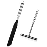 Crepe Spreader and Spatula Kit, 2PCS Crepe Pan Maker Stainless Steel T-Shaped Batter Spreader Spatula Cake Turner Pancake Tool Set Kitchen Utensils