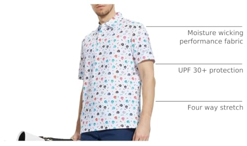 Image of M MAELREG Mens Golf Shirt Short Sleeve Dry Fit Print Moisture Wicking Performance Patterns Collared Polo Shirt