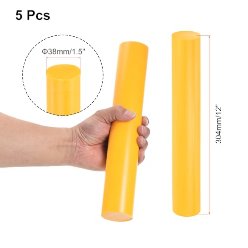 Image of uxcell 5 Pcs Yellow Plastic Rods 38 x 304mm ABS Styrene Round Stick Round Solid Bar DIY Model for DIY Toys Building Making Architectural Model Making
