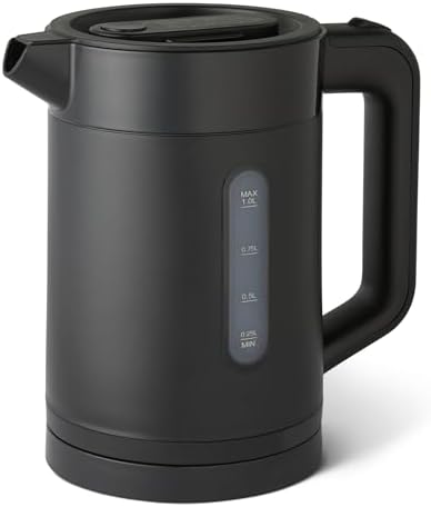 Amazonベーシック 電気ケトル 1.0L ふた取り外し可能 転倒お湯もれロック 空焚き防止機能付き 1250W 電気ポット 湯沸かし ブラック