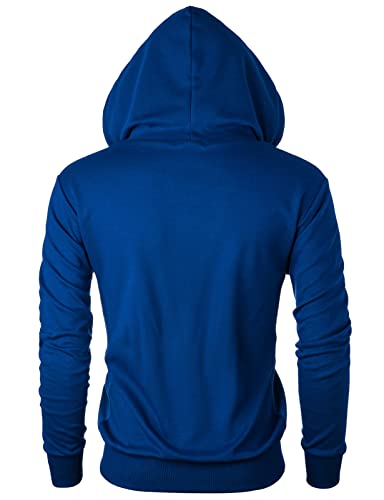 Mens Slim Fit Long Sleeve Lightweight Zip-up Hoodie Mixed Waffle Knit with Kangaroo Pocket3