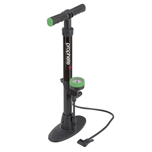 Prophete Fahrradpumpe, Standluftpumpe mit Duo-Klemmhebelstecker, max. Pumpdruck 6 bar, ergonomischer Griff, mit Manometer, Metallgehäuse, Länge 560 mm