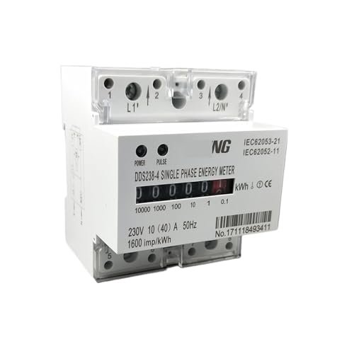 Medidor de energía monofásico 230V 10(40)A con pantalla de registro de impulsos antiquema carril DIN