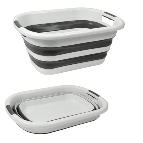 MagazziniGM Linea Compact Salvaspazio: Secchio, Catino, Bacinella, Cesto Portabiancheria Pieghevole in Silicone e Plastica, Secchiello Multiuso per Casa, Campeggio(CATINO PIEGHEVOLE 40lt-61X46X28cm)