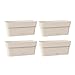 Kigima Pflanzenkasten 4er Set 30x13x12 Beige – Robuster Blumenkasten für Balkon & Fensterbrett aus Plastik – Stylischer Balkon Blumenkasten mit Wasserspeicher – Kleiner Balkonkasten für Blumen