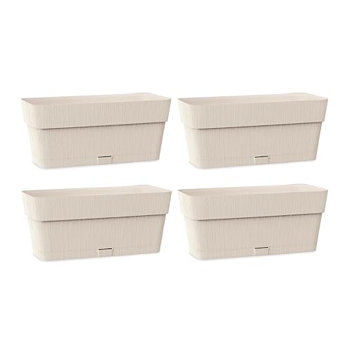 Kigima Pflanzenkasten 4er Set 30x13x12 Beige – Robuster Blumenkasten für...