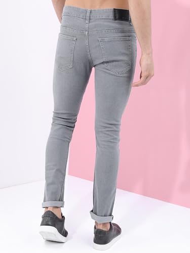 Image of Highlander Mens Tapered Fit Denim Jeans for Man |Jeans Pant Cropped Length|Mid-Rise|Stylish Casual Wear with Stretchable Fabric
