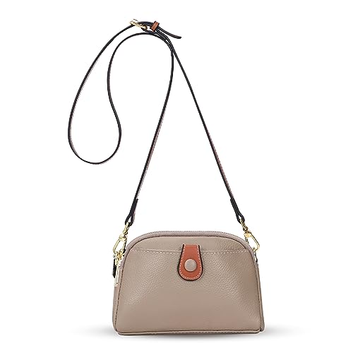 HUA ANGEL Leder Umhängetasche Handy Mode Damen Schultertasche mit Geldbörse Leicht Damen Telefon Brieftasche Handytasche mit Doppelter Reißverschluss für Kausales Reisen Täglichen Leben