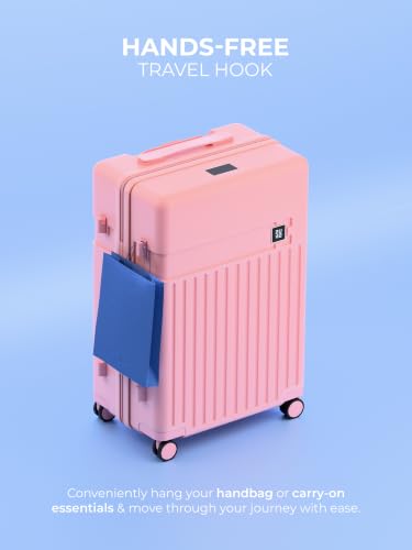 Image of EUME Classic Check-in Large 75 Cm Luggage Trolley Bags for Travel, Pink Blaze | Polycarbonate (PC) 8 Hinomoto Wheels Suitcase | Trolley Bag Large Size