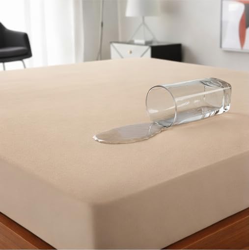 Waterproof Mattress Protector King Size (72x78 Inch), Soft Knitted Terry Fabric with TPU Backing, 100% Waterproof, Breathable, 360° Elastic Grip, 183x198 cm, Fits Up to 8 Inch Mattress (Beige)-image-41