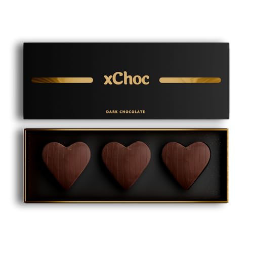 xChoc Dark Chocolate Hearts For Couples - Improve Mood Performance & Energy - Vegetarian & Gluten-Free for Men & Women